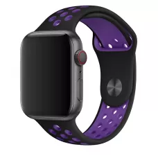 Силиконовый ремешок для Apple Watch 42/44/45 mm Nike чёрно-фиолетовый