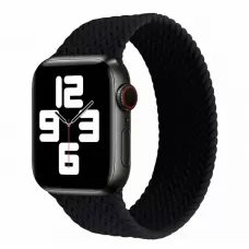 Силиконовый плетеный моно-ремешок для Apple Watch 42/44/45 mm ЧЁРНЫЙ силикон
