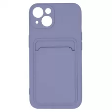Чехол для iPhone 13  с отделением для карт Card Case лавандовый/серые кнопки