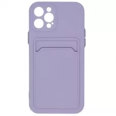 Чехол для iPhone 13 Pro  MAX с отделением для карт Card Case лавандовый/серые кнопки