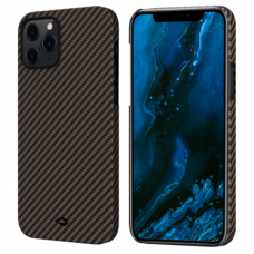 Чехол Pitaka MagEZ Case для iPhone 12 Pro Max 6.7", черно-коричневый, кевлар (арамид)