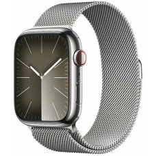 Apple Watch Series 9 41 mm Silver Stainless Steel Case with Silver Milanese Loop (GPS + LTE)
